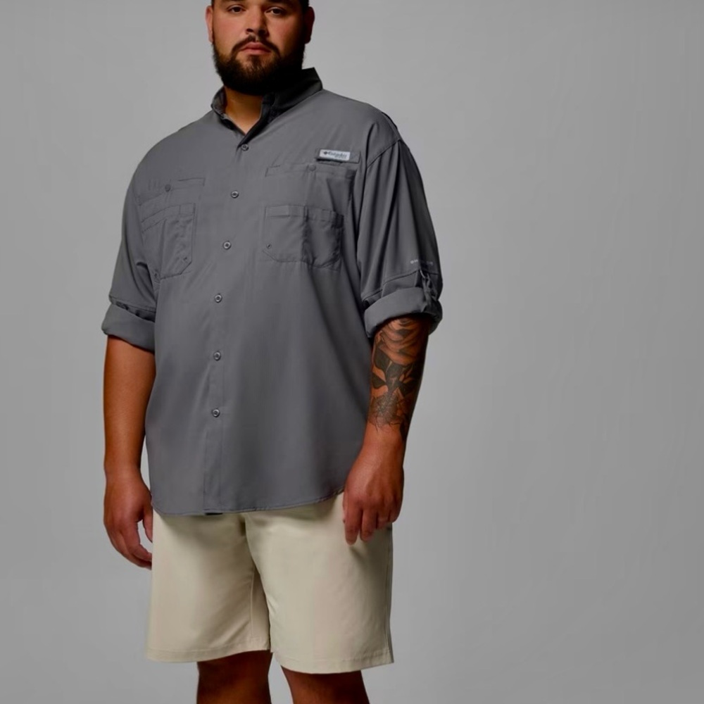 Columbia PFG Tamiami™ II Long Sleeve Shirt-Big Charcoal Button-Up Shirt Jacket